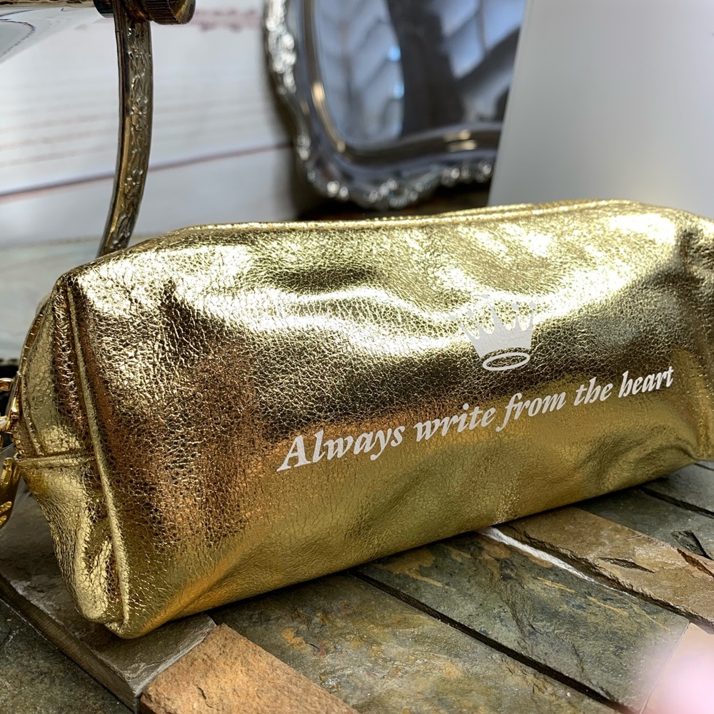 Hallmark Gold Zippered Mini Pouch or Makeup Bag - Picture 2 of 8